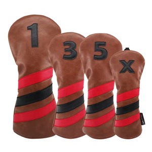 SOSH4 PU Leather Magnetic Closure Blade Style <b>Golf</b> Head Cover with 3D Embroidery and <b>Golf</b> Clubs & Stars Pattern - Product Image 4