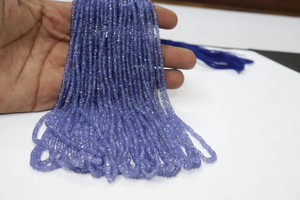 AAA Tanzanite ลูกปัดขนาด3-4มม. 16นิ้วอัญมณีธรรมชาติสีเข้มสำหรับทำเครื่องประดับขายส่งลูกปัด - Product Image 4