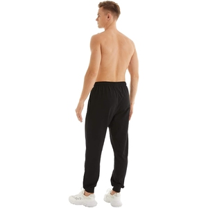 Men Black Sweatpants Elastic Waist Drawstring <b>Cuffed</b> Ankle Side Pockets Casual <b>Joggers</b> Breathable Knitted Cotton Pants - Product Image 3