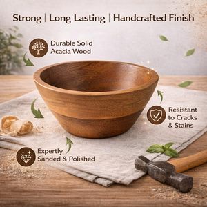 Tazón de Madera para Ensaladas, para Mezclar Masa, Refrigerios, Frutas, Cereales y Sopa (15.2 cm de Diámetro, 7.6 cm de Altura) - Product Image 6