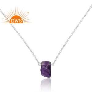 สร้อยคอจี้พลอยอเมทิสต์ธรรมชาติสีเงินสเตอร์ลิงสำหรับ925ผลิตตามสั่ง - Product Image 4