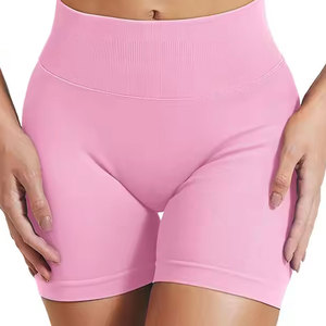 Women's High-Waisted Anti-Bacterial Spandex/Nylon Gym Shorts Elastic Waist Workout Yoga Compression Wear Wholesale <b>Knee</b> Length - Product Image 1