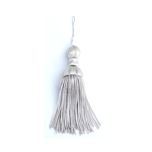 Borla de Plata Tejida para Decoración Textil del Hogar, Borla de Plata con Hilo Metálico Hecha a Medida para Uniformes - Product Image 1