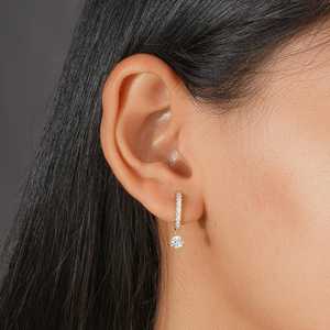 Dainty Round Cut Moissanite Huggie <b>Hoop</b> <b>Earrings</b> 925 <b>Silver</b> Fine Jewelry for Women's Gift For Wedding Engagement - Product Image 6
