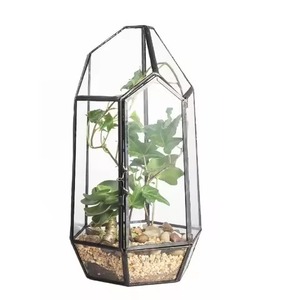 Vintage Metal Terrarium Glass Planter Elegant Geometric Indoor Plant <b>Display</b> <b>Case</b> Home Decor - Product Image 4