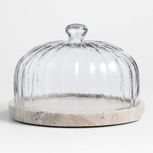 Soporte para Pastel de Mármol con Cúpula, Soportes de Cristal de Lujo para Pastel de Boda, Plato Redondo con Pedestal, Juego de 2 Piezas - Product Image 3