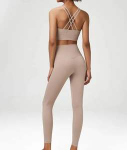 Conjunto Deportivo de Dos Piezas para Mujer, Transpirable, Ecológico, Cintura Elástica, Estiramiento en Cuatro Direcciones, Cuello en V, Color Degradado, Sexy, para Gimnasio, Yoga - Product Image 5