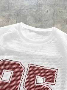 Maillot de football américain blanc surdimensionné en maille, style minimaliste, numéro 95, streetwear Y2K, production OEM personnalisée - Product Image 4