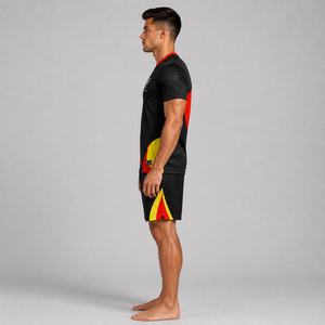 Conjunto de Uniforme de Fútbol Unisex BIN FATEH, Negro, Rojo y Amarillo, Impresión Digital, Poliéster Transpirable, Talla Adulto, Precio al por Mayor, Marca Personalizada - Product Image 3