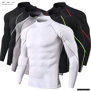 T-shirt de compression personnalisé pour l'entraînement, coupe ajustée, rashguard respirant, hauts de fitness pour hommes, UPF50, rashguard pour MMA, t-shirt de gym - Product Image 1
