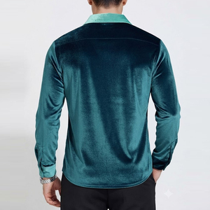 Chemise en velours pour homme à manches longues, décontractée, boutonnée, tissu extensible doux et respirant, pour un usage quotidien - Product Image 2