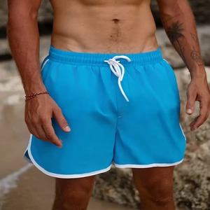 Shorts de plage pour hommes OEM, couleur unie avec contraste de couleur personnalisé, maillots de bain durables à séchage rapide, bas de tenue d'été, vente en gros - Product Image 2