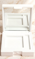 Palette de fards à paupières personnalisable, emballage cosmétique pour usage quotidien, forme carrée, trois compartiments, poudre/fard à joues compact en plastique
