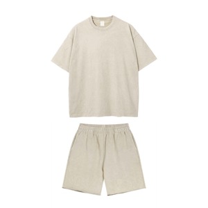 Ensemble t-shirt et short délavé à l'acide pour homme, streetwear, impression personnalisée, collection été - Product Image 3