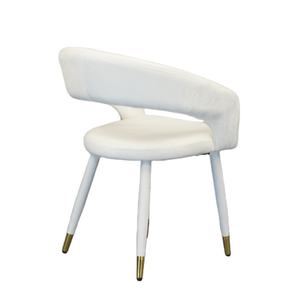 Chaise de salle à manger moderne en velours <span class=keywords><strong>avec</strong></span> dossiers incurvés et pieds coniques surmontés d'embouts dorés pour salle à manger salon cuisine - Product Image 3