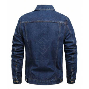 Veste en jean pour homme, col montant, logo sur le devant, 100% coton respirant de haute qualité, best-seller pour l'hiver - Product Image 2