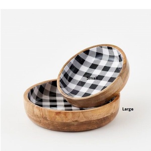 Bols en bois de mangue de qualité supérieure, imprimés à l'émail, faits à la main, pour la cuisine, la table à manger, les restaurants, avec logo personnalisé. - Product Image 5