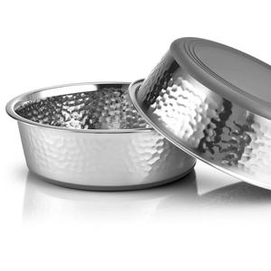 Bol pour eau et nourriture portable, réglable, robuste, en acier inoxydable, antidérapant, résistant à la rouille, passe au lave-vaisselle, pour chiens, chats, petits animaux - Product Image 1