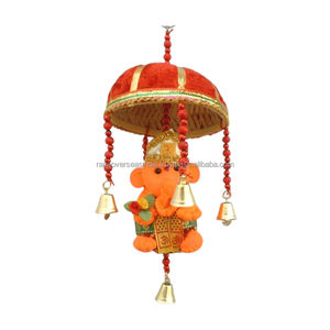 Carillon éolien en tissu de coton Lord Ganesha avec cloches Art traditionnel fait à la main pour le temple d'entrée et la décoration de la maison - Product Image 6