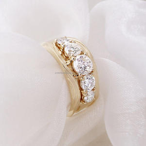 Igi/gia แล็บตัดเพชรวินเทจ14K สีเหลืองแหวนแต่งงาน/งานหมั้นใส่ได้ทั้งชายและหญิงสีขาวทองคุณภาพดีสำหรับงานปาร์ตี้ครบรอบ-คุ้มค่า - Product Image 2