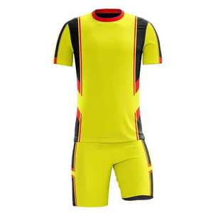 Conjunto de Uniforme de Fútbol Amarillo para Hombre, Manga Corta, Cuello Redondo, Poliéster que Absorbe la Humedad, Ajuste Atlético, para Todas las Temporadas, Estampado Sublimado - Product Image 1