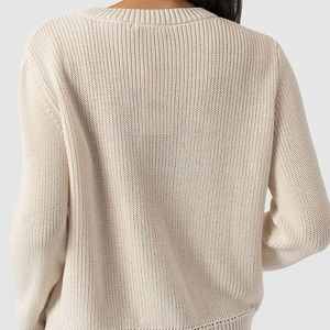 Pull tricoté ample pour femme, style urbain, col en V, patchwork, respirant, style hip-hop streetwear, effet sweat à capuche - Product Image 3