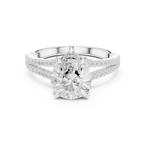 2.5ct Pear Cut Lab Grown Diamond Engagement <b>Ring</b> IGI Certified 18K Solid Gold VVS E-F <b>Split</b> Shank Micro Pave Fine <b>Ring</b> - Product Image 5