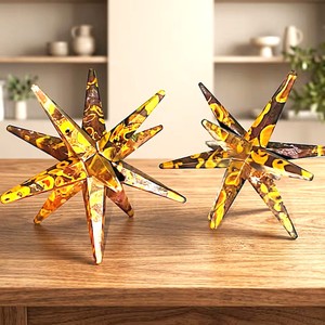 Venta al por mayor de estrellas Merkaba de 12 puntas hechas a mano y ecológicas, con técnicas únicas, de piedra semipreciosa metafísica de jaspe Picasso. - Product Image 1