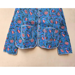 Luxueux Floral réversible léger matelassé veste courte pour femmes à la main 100% coton nouveau Style vêtements de fête Rivet imprimé - Product Image 5