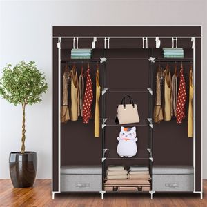 Organizzatore Portatile a Doppia Asta per Armadio, 175 cm, in Tessuto Non Tessuto Marrone Scuro - Product Image 2