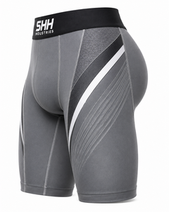 Custom Men <b>Compression</b> Shorts White Gold Sports Base Layer Gym Running Fitness Training Tights OEM Private Label Manufacturer - Product Image 3