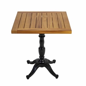 Table à manger ronde en teck avec pieds en métal, design moderne, meubles de maison stables pour une utilisation en intérieur et en extérieur, 4 places - Product Image 4