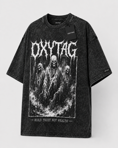 Camiseta Oversize Vintage Personalizada con Lavado Ácido, Algodón Pesado, Estampado Gráfico Streetwear Death Metal Reaper, Fabricante de Camisetas - Product Image 1