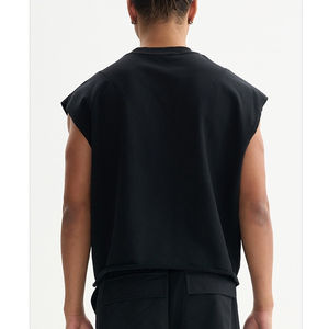 Camiseta sin mangas para hombre con cuello redondo, estilo dolman, holgada, con logo personalizado, color liso, para streetwear y gimnasio - Product Image 6