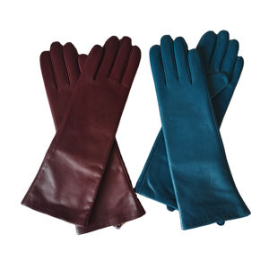 Guante de cuero largo estilo opera y guante térmico de invierno sin forro, color verde azulado, estilo casual liso - Product Image 3