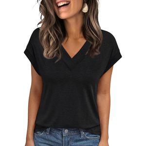 2025 2025 verano gorra de mujer Camiseta de manga corta con cuello en V elegante Casual moda Tops para trajes de vacaciones - Product Image 3