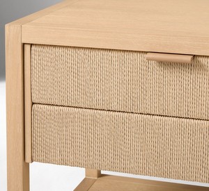 Modern Wood Nightstand With 2 Drawers And Open <b>Shelf</b> Storage Bedroom Furniture Minimalist Design - Product Image 5