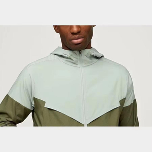 Men Winter Hooded Two Piece Custom Windbreaker Sports Shorts and Zip-Up Hoodie Tracksuit Sweat suit Nylon Short <b>Set</b> - Product Image 3