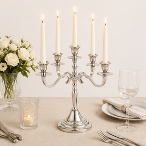 Unique <b>Silver</b> 5 Arm Candle Holder Metal Candelabra Centerpiece for Wedding Table Decoration <b>Candlestick</b> Stand Factory Price - Product Image 2