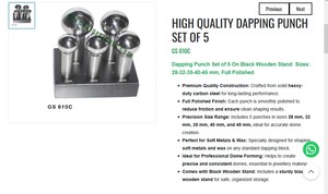 High Quality Dapping <b>Punch</b> <b>Set</b> 5 Pieces Jewelry Doming Tool Carbon Steel Polished Jewellery Making Tool | Item No GS-610C - Product Image 3