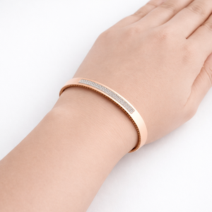 18ct Gold Rose Gold <b>Crystal</b> Pave Bangle <b>Bracelet</b> for Women Elegant Minimalist Slim Cuff Jewelry Daily Wear Party Gift - Product Image 5