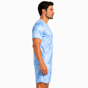 Conjunto de dos piezas de alta calidad para hombre, camiseta y pantalones cortos, ligero, transpirable, conjunto de verano, ropa deportiva informal, para gimnasio, fitness, entrenamiento. - Product Image 3