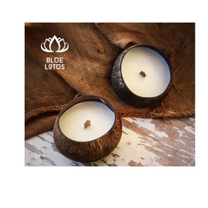 Bougies en coquille de noix de coco personnalisées avec logo, best-sellers |   Bougie à la cire de soja de qualité supérieure, écologique - Product Image 1