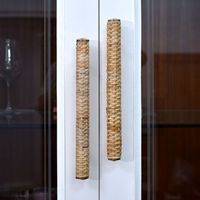 Lot de poignées de meuble en rotin naturel fait main en gros, poignée de tiroir vintage pour armoire