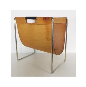 Porte-revues de la meilleure qualité Petit porte-journaux simple en cuir métallique polyvalent Support de rangement pour magazines au sol - Product Image 1