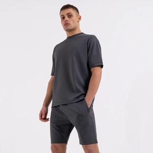 Ensemble de vêtements de sport pour homme, style streetwear, haute qualité, séchage rapide, respirant, décontracté, manches courtes, 100% coton pour le printemps - Product Image 1
