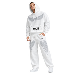 Custom Design <b>Men's</b> Rhinestone Hoodies ODM Wholesale Casual Winter Streetwear Low MOQ Manufacturing High GSM <b>Pullover</b> Hoodie Set - Product Image 1