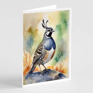 California Quail Whimsical A7 <b>Greeting</b> <b>Cards</b> Pack of 8 Blank <b>Note</b> <b>Cards</b> with Envelopes 5x7 Size - Product Image 1