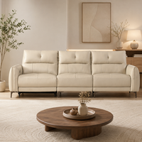Canapé d'angle en cuir véritable beige moderne avec appuie-tête réglables et rembourrage en mousse pour appartements, hôtels et salons