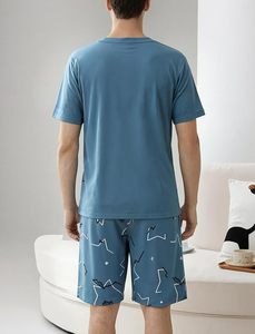 Men's Short Sleeve Pajama Set <b>Summer</b> Breathable Soft Sleepwear Loungewear Cozy <b>PJs</b> - Product Image 2